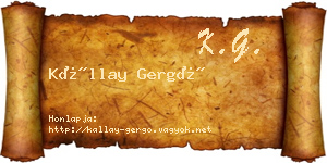Kállay Gergő névjegykártya